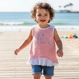 Cynthia Rowley Nautical Striped Eyelet Sleeveless Top 2T